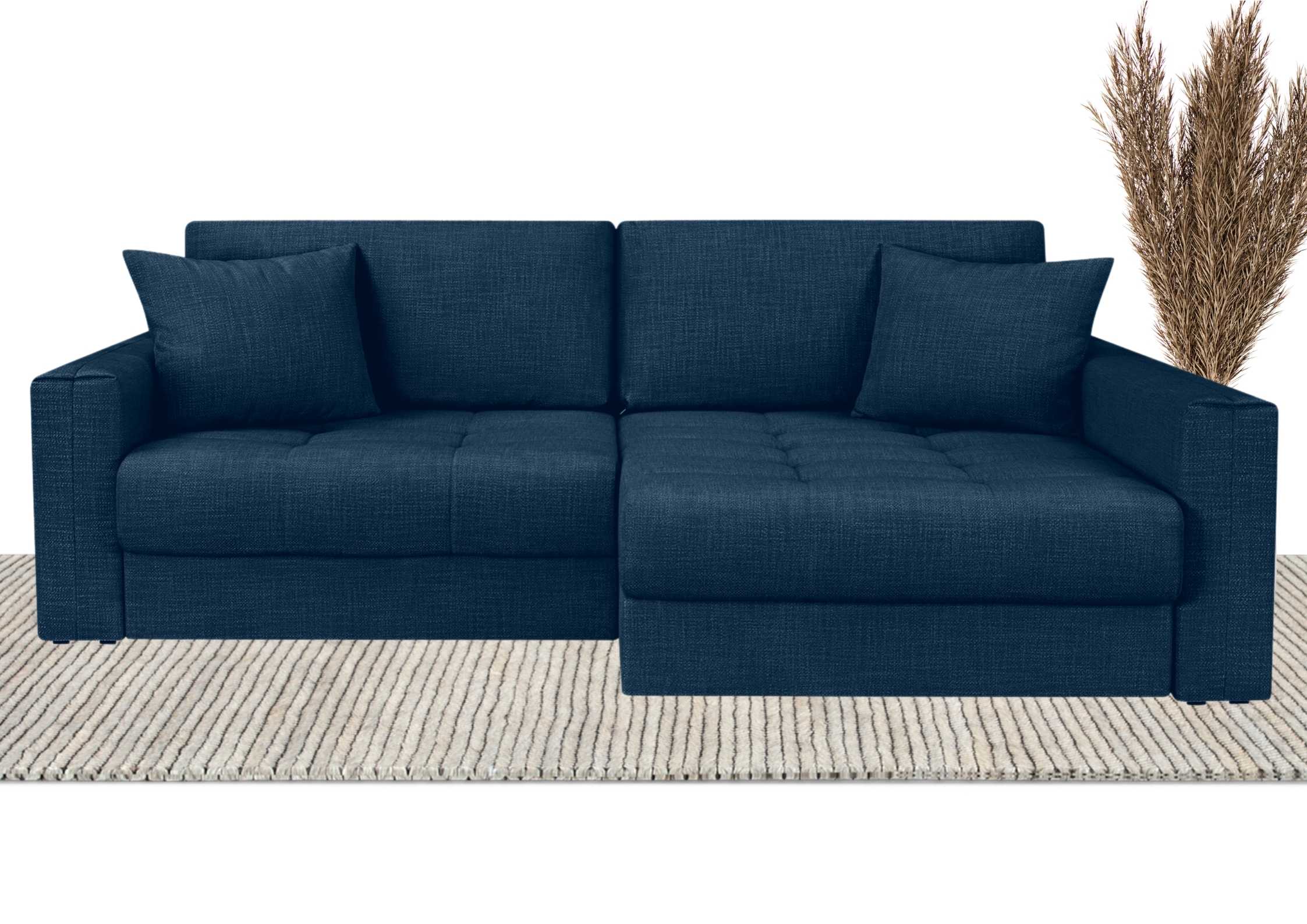 Granatowy narożnik modułowy z pikowanym siedziskiem